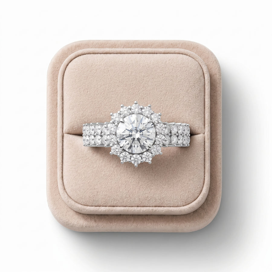 2.52 Ct Round Halo Set Lab Diamond Ring