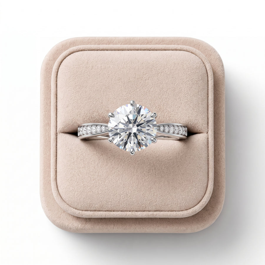 2.14 CT Solitaire Lab-Grown Diamond Ring with Tapered Side Stones
