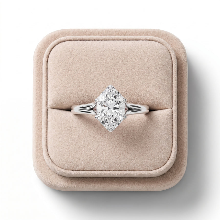 1.53 Ct Oval Lab Diamond Lotus Solitaire Ring