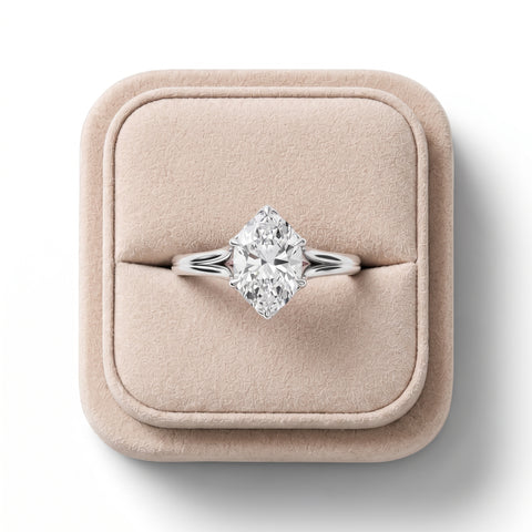 1.53 Ct Oval Lab Diamond Lotus Solitaire Ring
