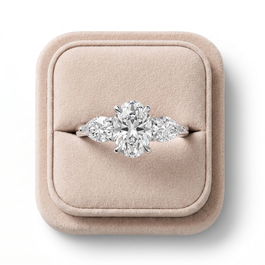 0.80 Ct Oval Lab Diamond Three-Stone Ring