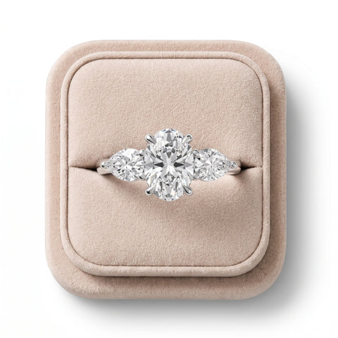 0.80 Ct Oval Lab Diamond Three-Stone Ring