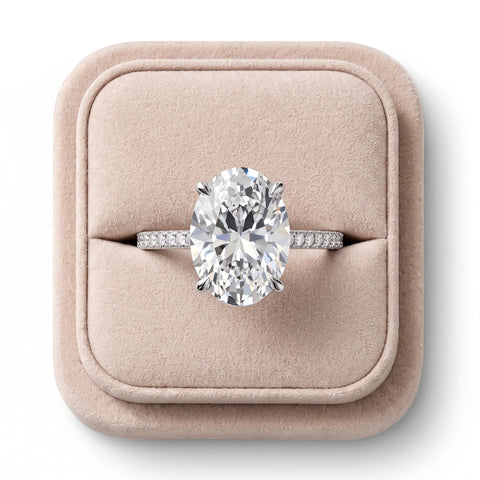 3.13 Ct Oval Hidden Halo Lab Diamond Pavé Ring