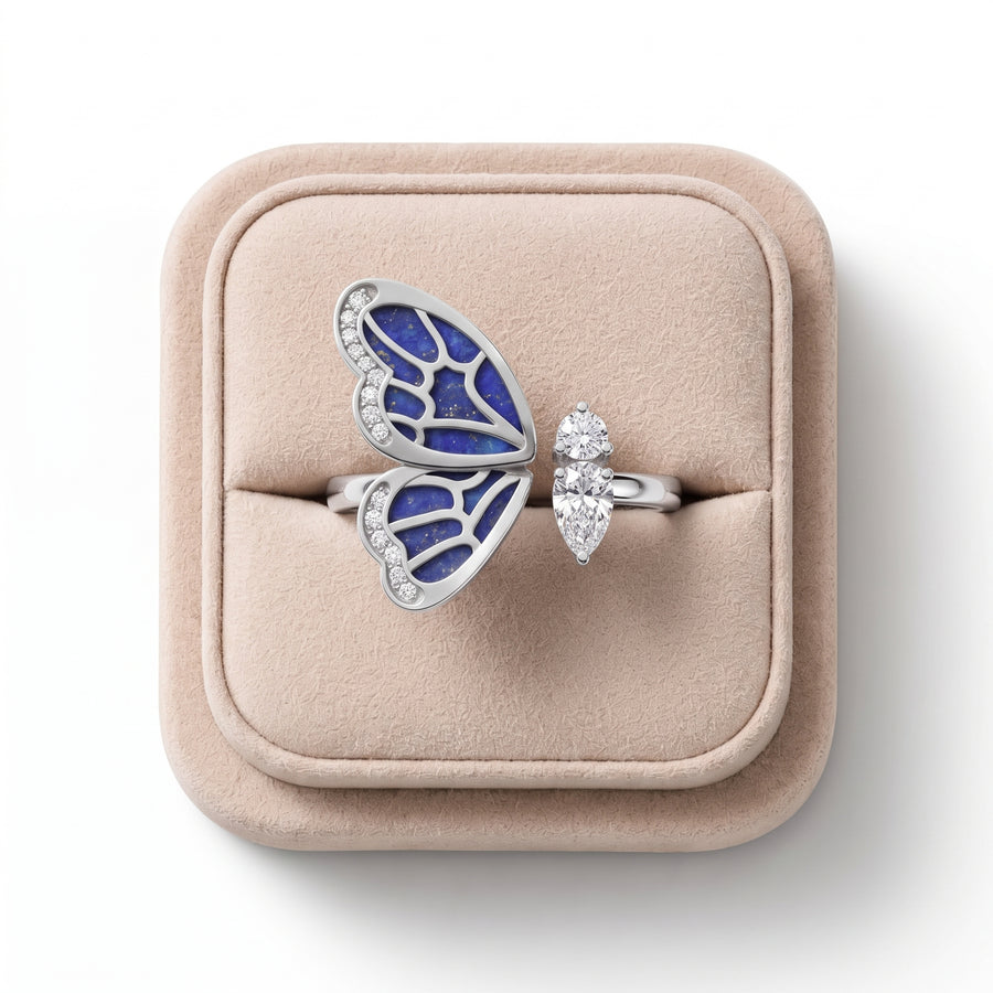 0.26 Ct Pear Butterfly Lab Diamond Open Ring