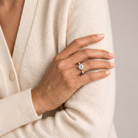 1.08 CT Round Solitaire With Side Diamond Ring