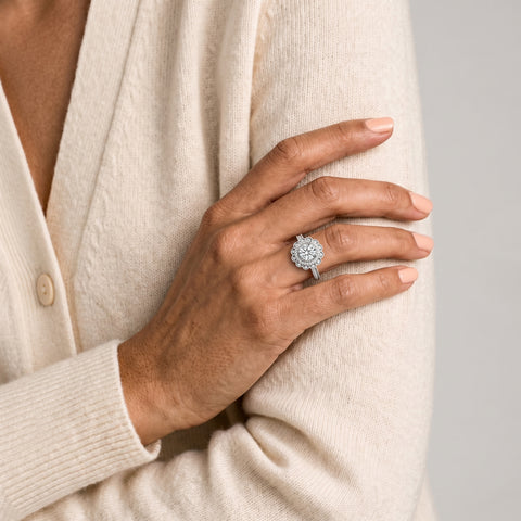 1.72 Ct Round Double Halo Lab Diamond Ring