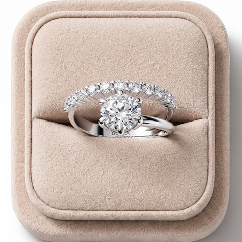 1.44 Ct Round Solitaire Lab Diamond Accent Ring