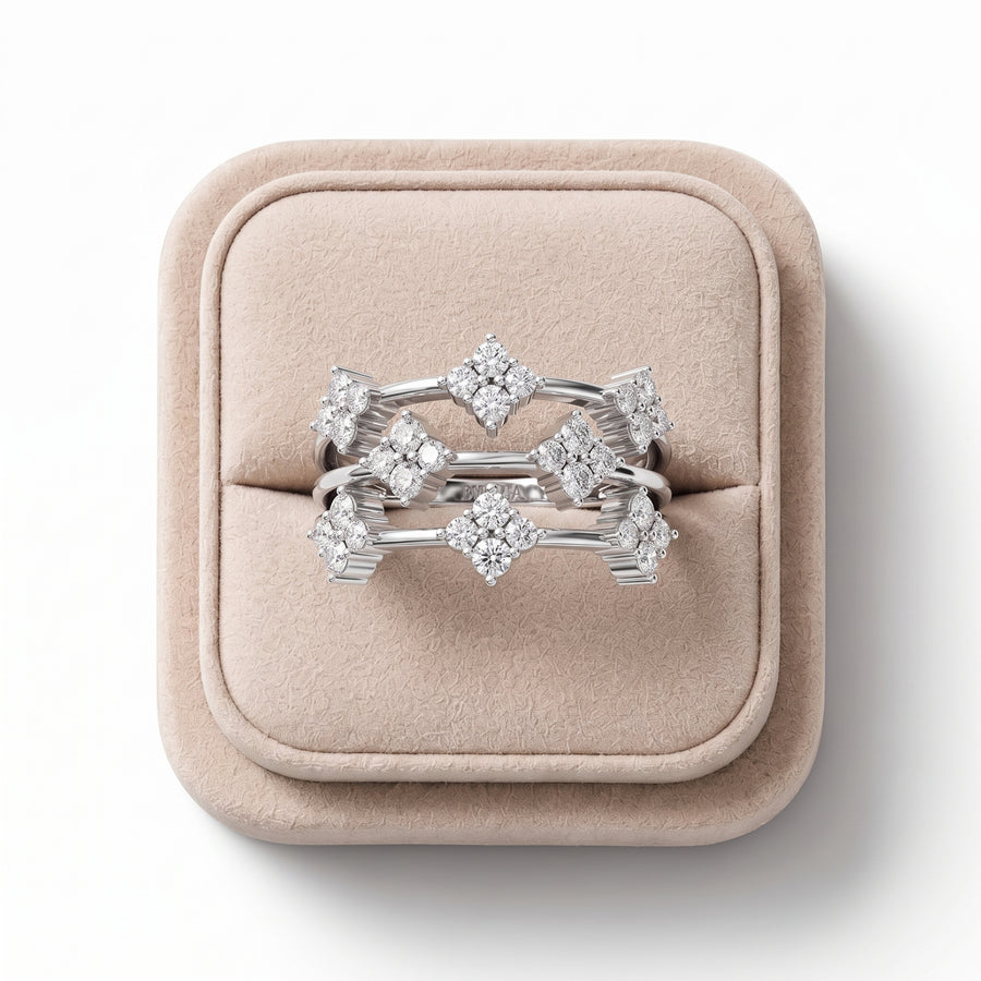 0.55 CT Round Triple Row Statemen Ring