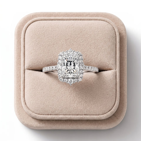 1.85 Ct Radiant Halo Pavé Lab Diamond Ring