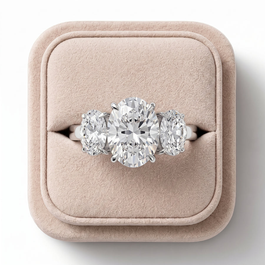 2.25 Ct Oval Three Stone Lab Diamond Ring