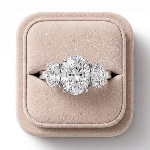 2.25 Ct Oval Three Stone Lab Diamond Ring