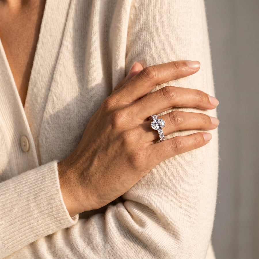 1.99 CT Oval Cut Lab-Grown Diamond Ring with Tapered Side Stones