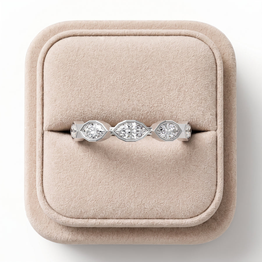 0.63 Ct Marquise Bezel Full Eternity Diamond Band