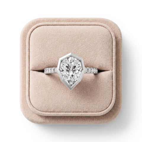 2.18 Ct Pear Solitaire Bezel With Side Diamond Band