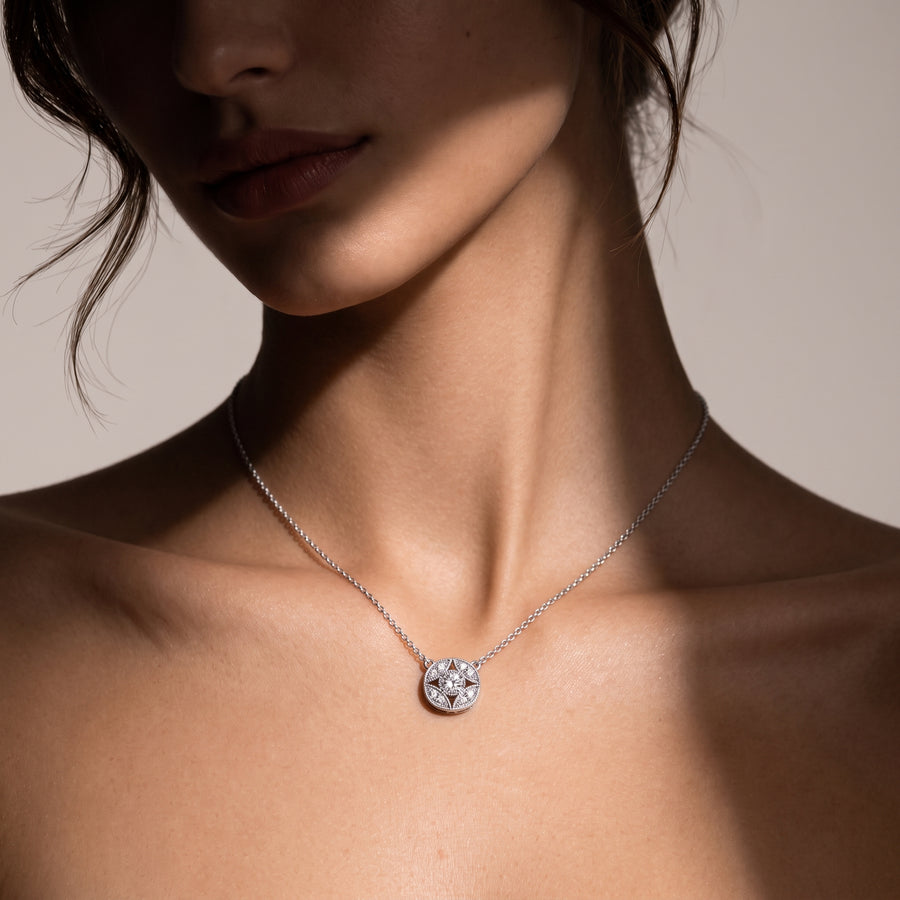 0.64 Ct Round Star Cluster Pendant