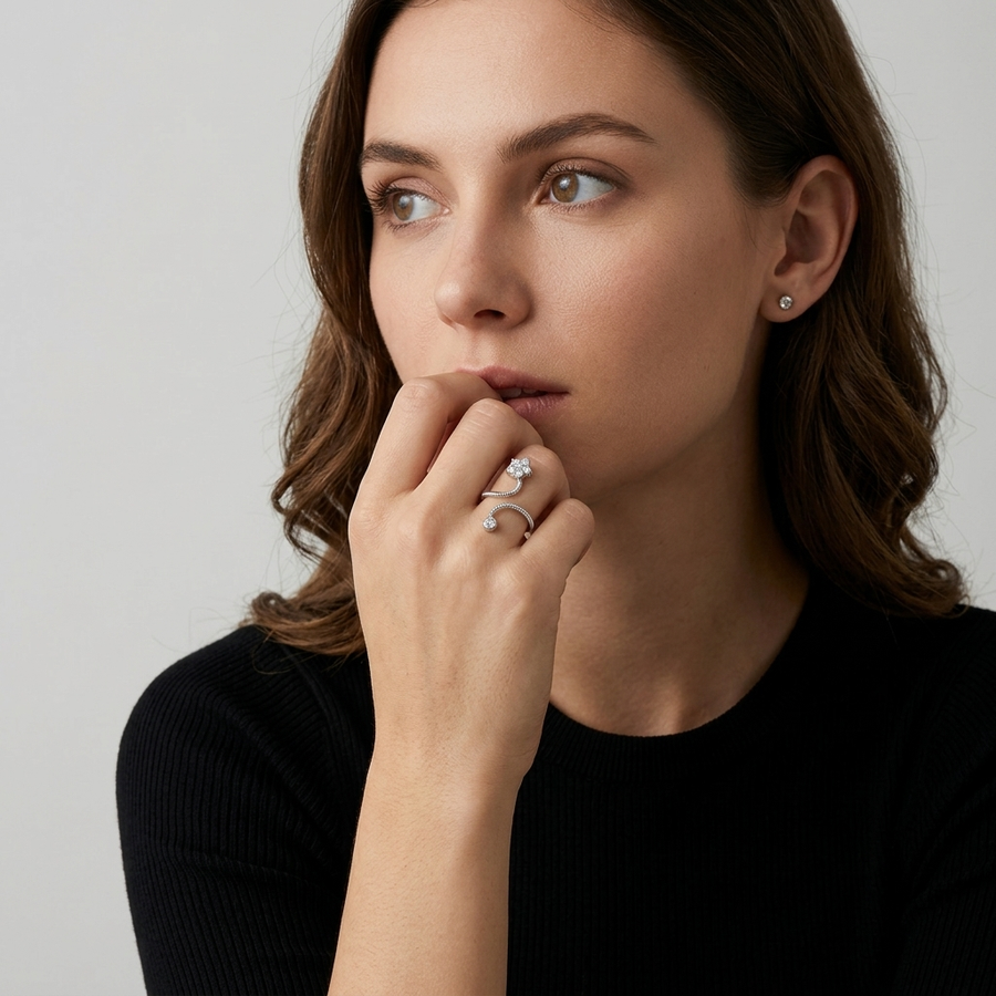 0.60 Ct Spiral Statement Lab Diamond Ring