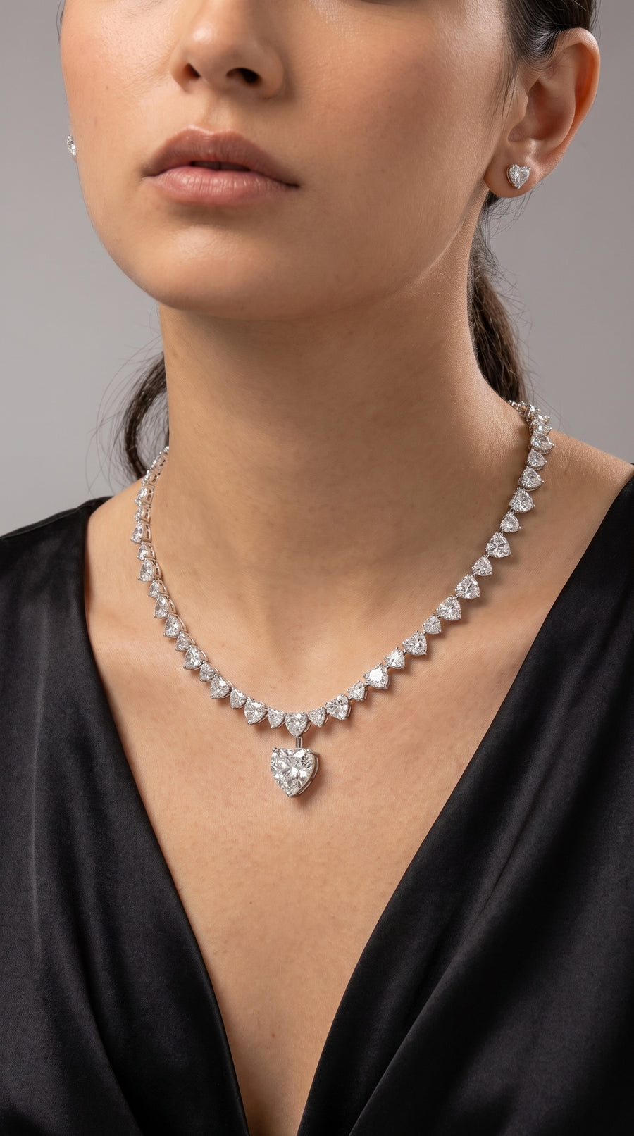 39.18 Ct Eternal Heart Tennis Diamond Necklace