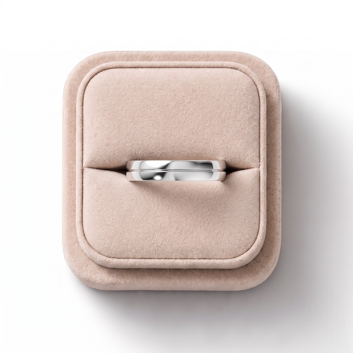 Classic Comfort Fit Plain Wedding Band in white gold, on a white background