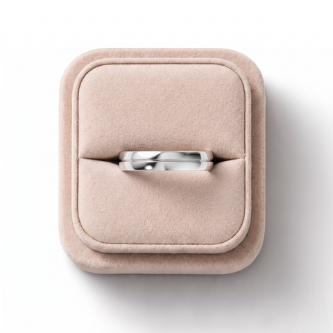 Classic Comfort Fit Plain Wedding Band in white gold, on a white background