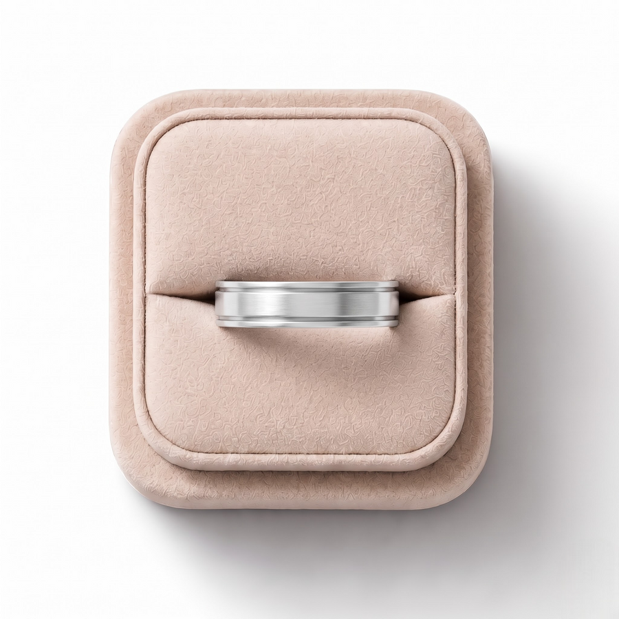 Classic Grooved Flat Men’s Wedding Band