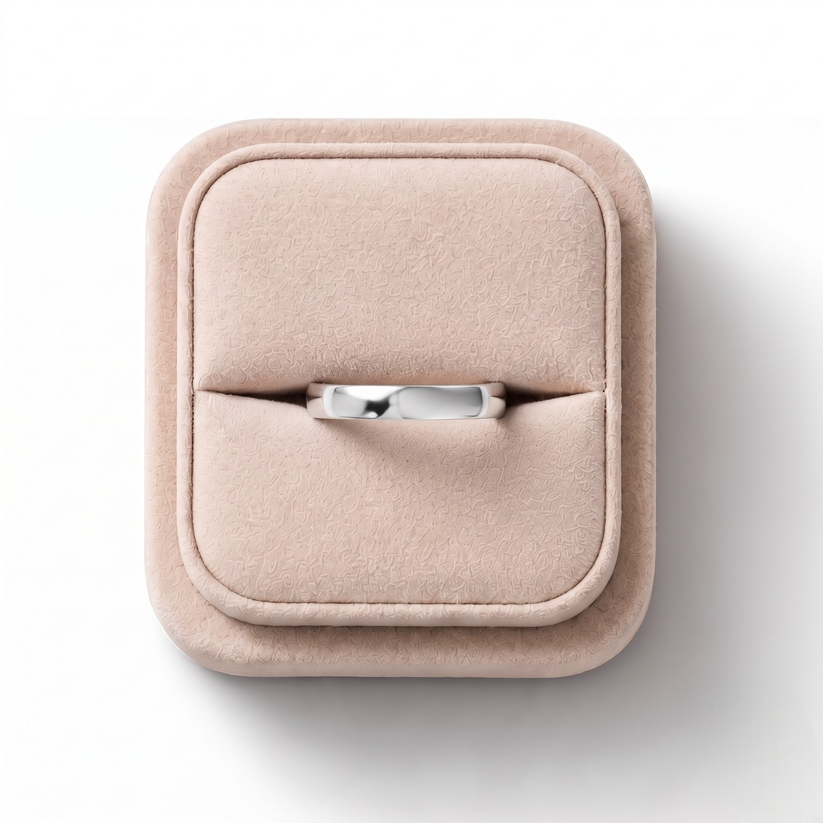 Classic Polished Men’s Gold Band in white gold, on a white background