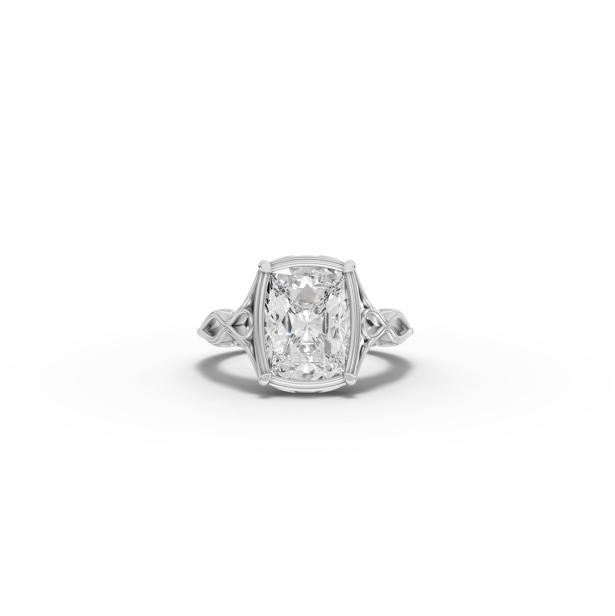 cushion Lab Grown Diamond Filigree Solitaire Engagement Ring in white gold
