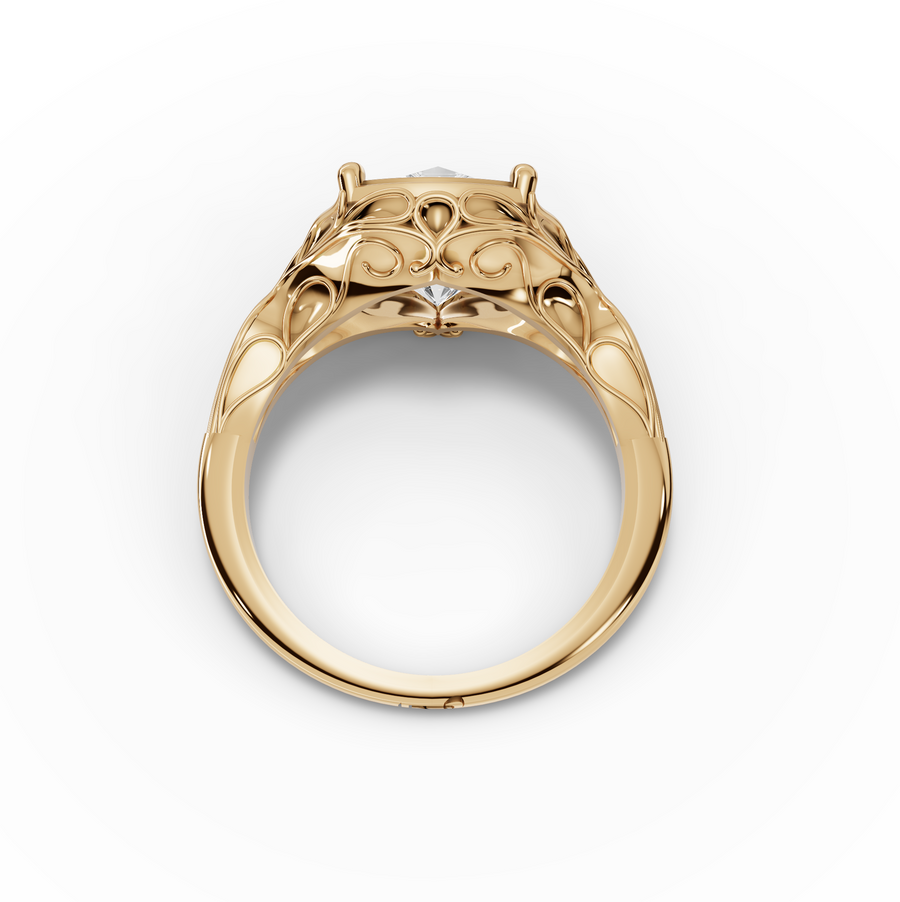 cushion Lab Grown Diamond Filigree Solitaire Engagement Ring, view 4