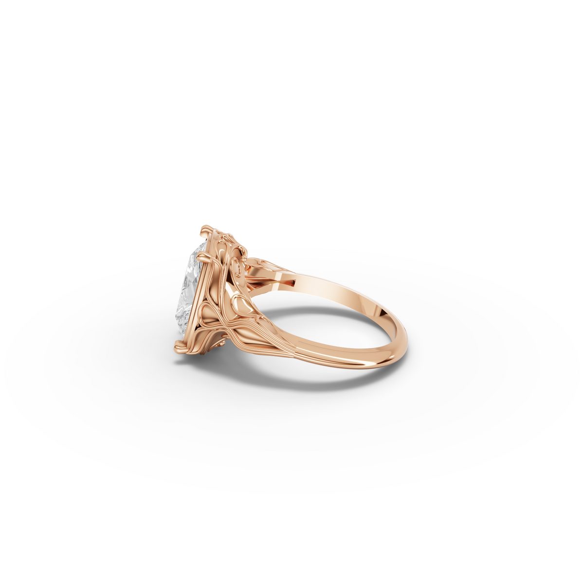 cushion Lab Grown Diamond Filigree Solitaire Engagement Ring, view 5