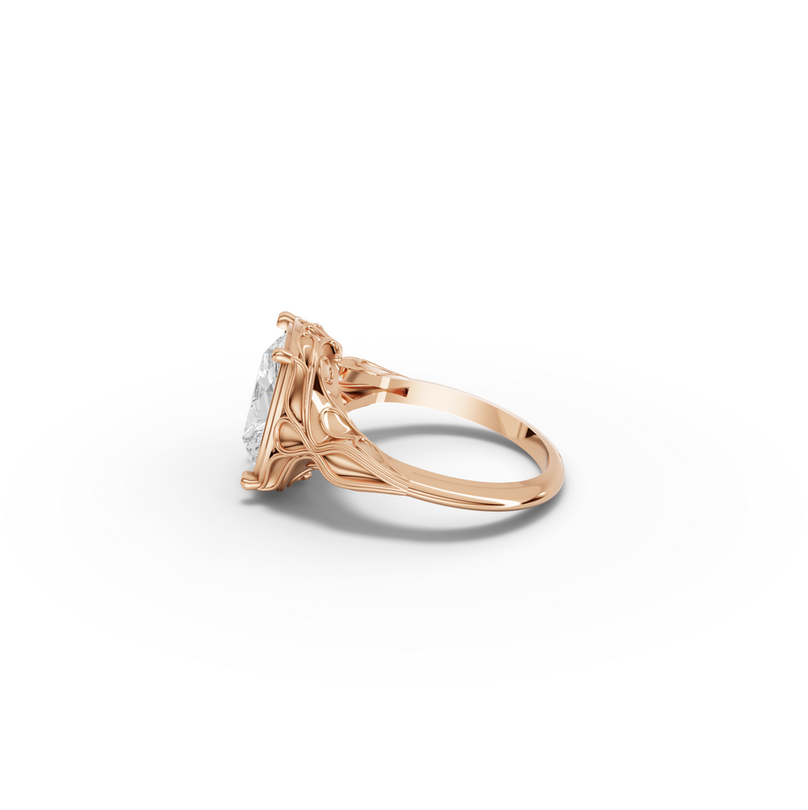 cushion Lab Grown Diamond Filigree Solitaire Engagement Ring, view 5