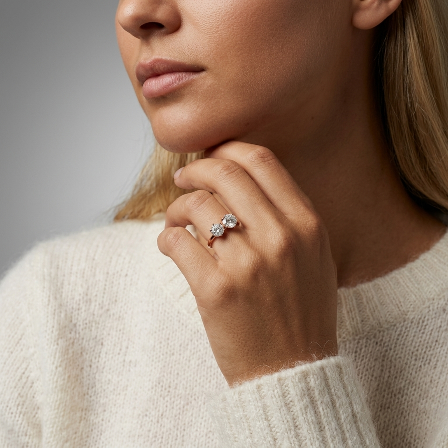3.00 Ct Round Toi et Moi Minimal Ring