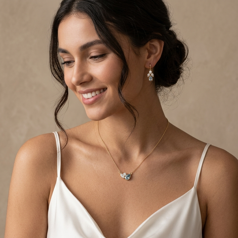 2.82 Ct March Birthstone Aquamarine Lab Diamond Pendant Necklace