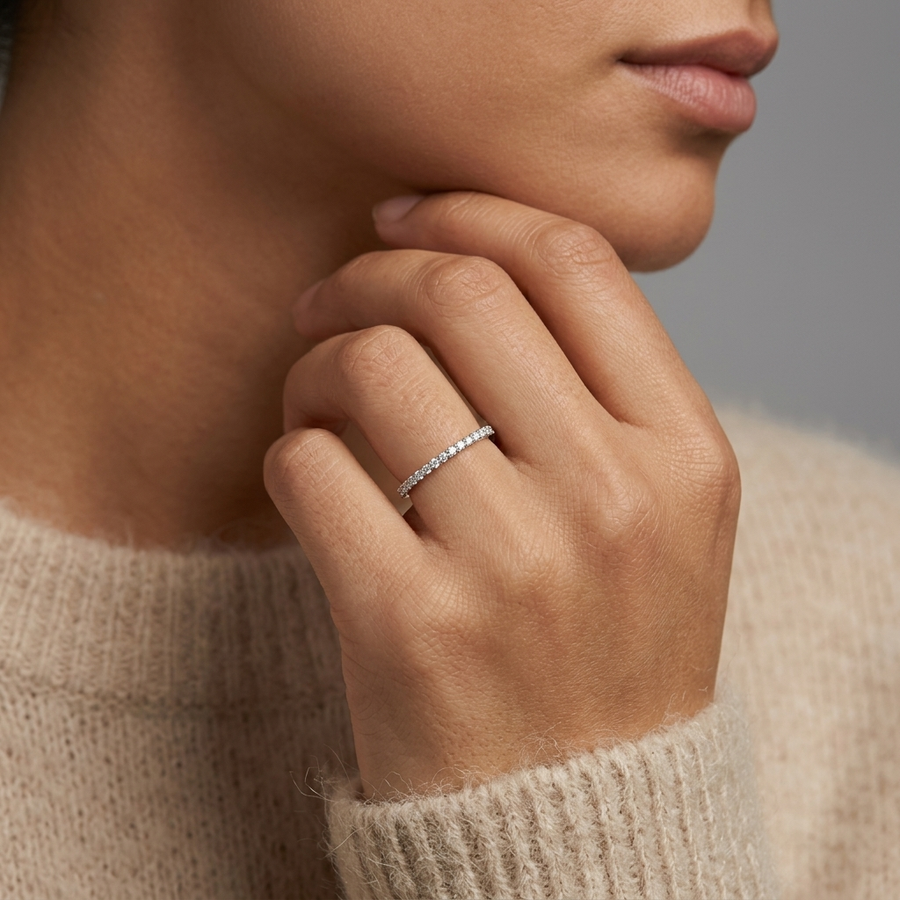 0.16 Ct Round U-Prong Full Eternity Ring