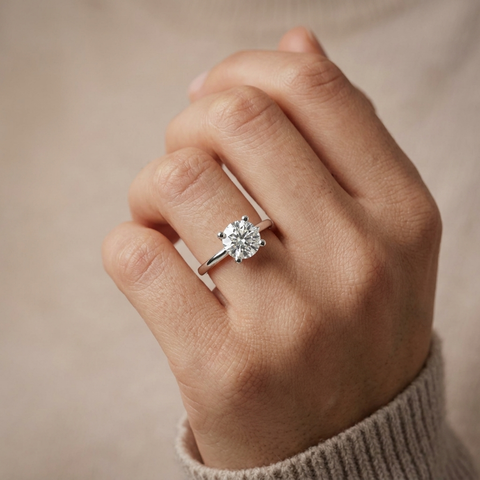 1.00 Ct Round Solitaire Lab Diamond Ring 1.00 Ct Center