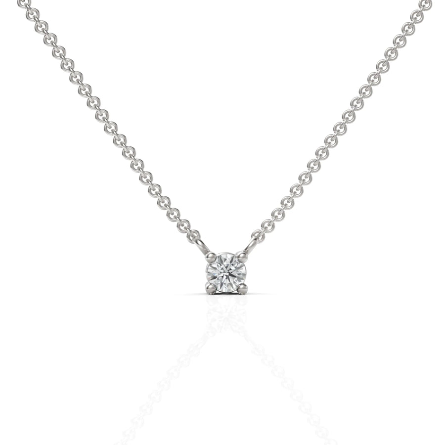 Lab Diamond Solitaire Pendant in 925 sterling silver with a round solitaire stone on a delicate chain
