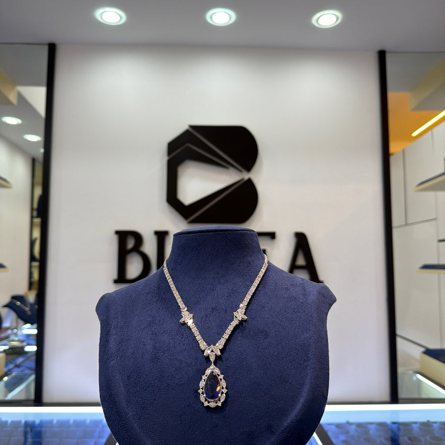 Lab-Grown Diamond Necklace with Pear Drop Pendant, view 2