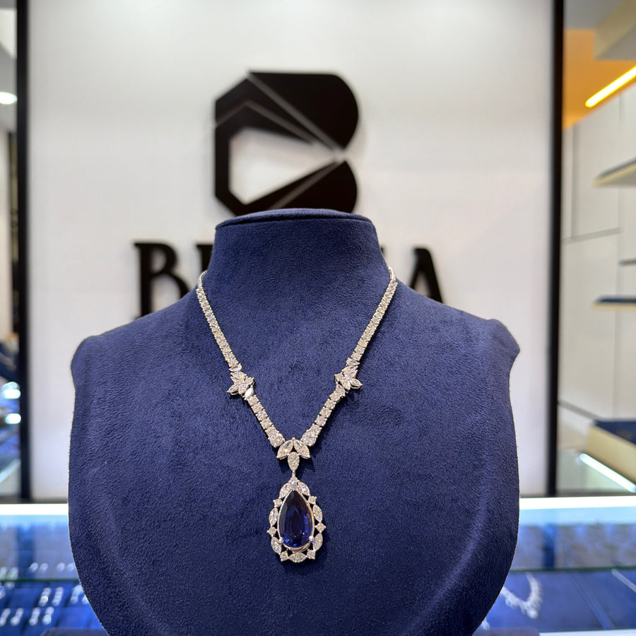 Lab-Grown Diamond Necklace with Pear Drop Pendant, view 3