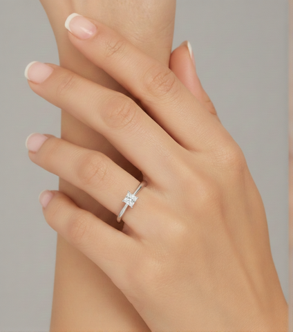 1CT Princess Lab Diamond Classic Solitaire Engagement Ring