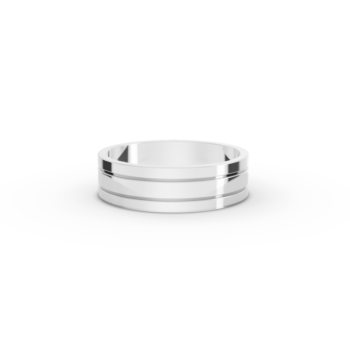 Men's Classic Wide Polished Wedding Band Ring in white gold