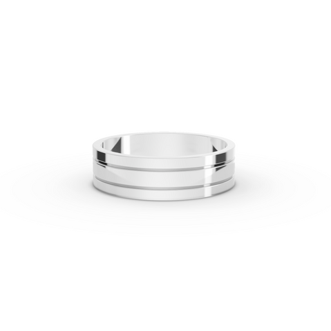 Men's Classic Wide Polished Wedding Band Ring in white gold