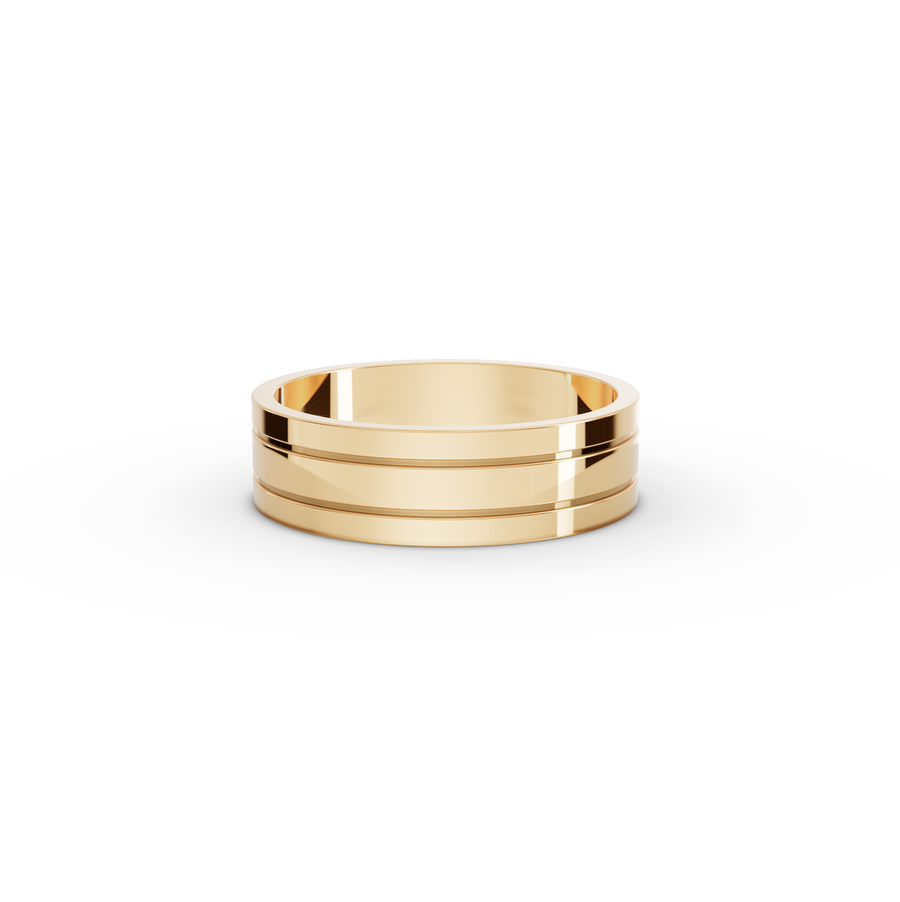 Men's Classic Wide Polished Wedding Band Ring in yellow gold