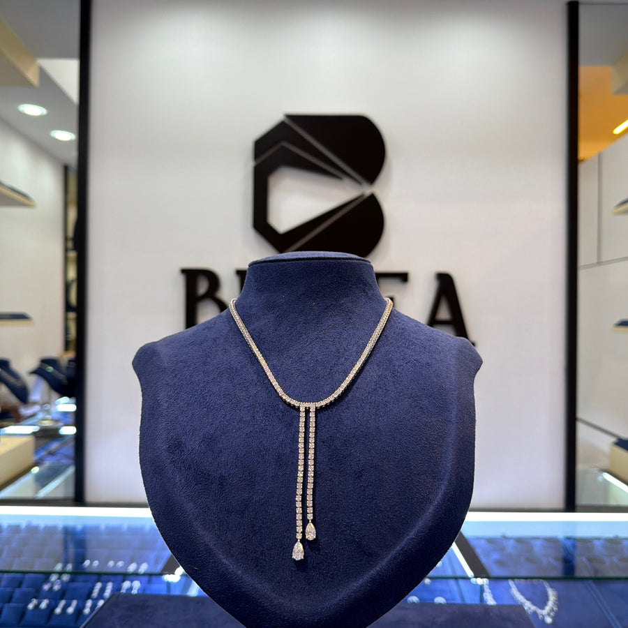Pear Y-Shape Drop Lab Grown Diamond Necklace in white gold