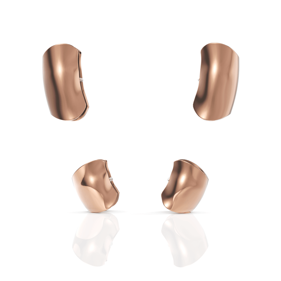 Rose gold sculptural cuff earrings