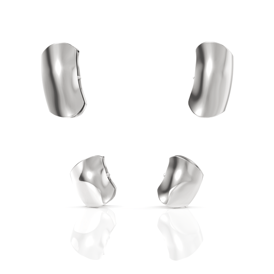 Smooth Sculptural Cuff Earrings in 18k gold with wide curved silhouette and mirror finish