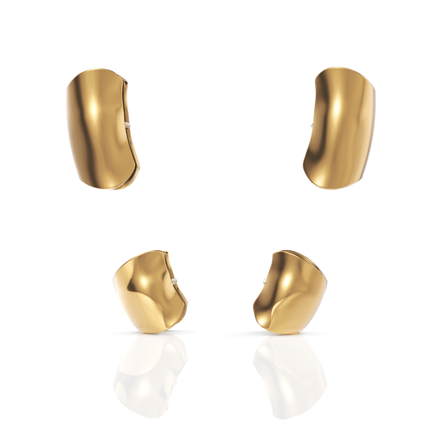Yellow gold sculptural cuff earrings