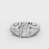Radiant Cut Lab Diamond Three-Stone Engagement Ring · Trillion Side Stones