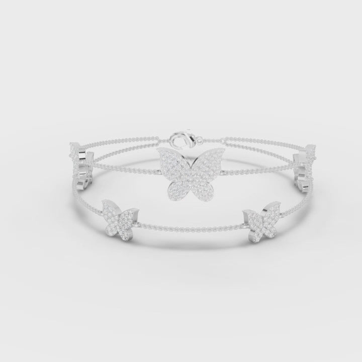 360-degree rotating video of butterfly diamond bracelet