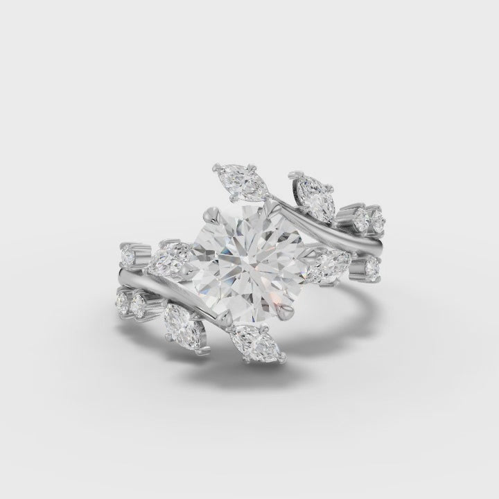 1.97 Ct Nature Vine Accent Lab Diamond Ring
