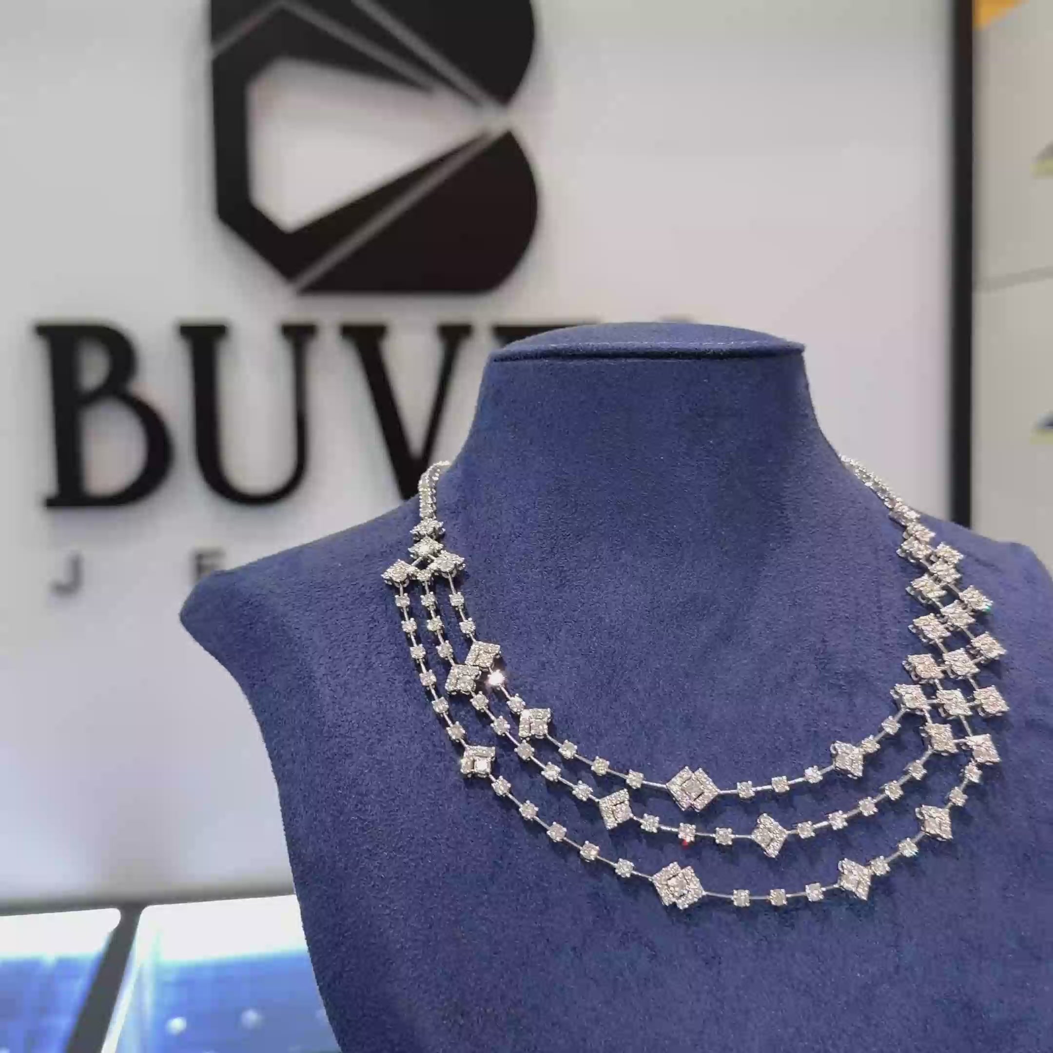 Lab-Grown Diamond Multi-Row Geometric Necklace