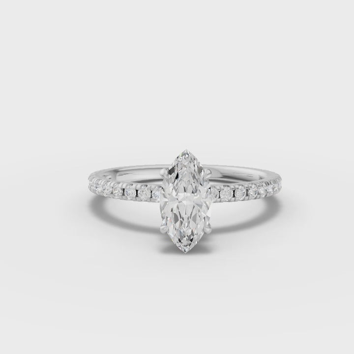 360° rotation video of marquise pavé ring