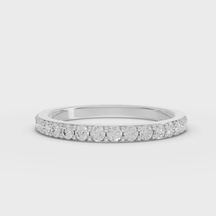 360 rotation of 0.34 CT yellow gold lab-grown diamond half eternity band